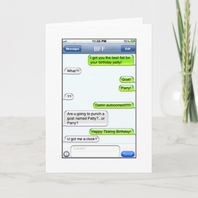 Födelsedagtext - humor kort (Framsida)
