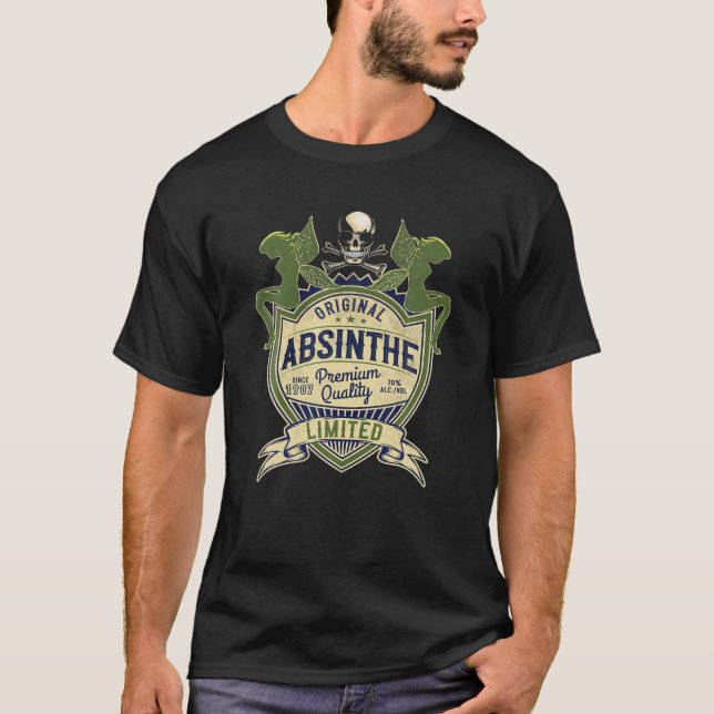 Födelsedatum: 1907, Alkohol, Fairy, Skull, Likör,  T Shirt (Framsida)