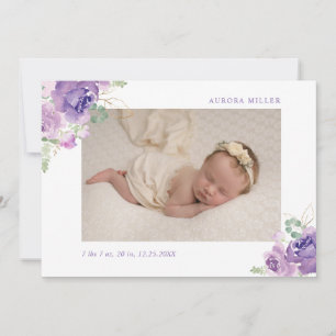 Födelsedatum i blommigten Lilac guld Meddelande