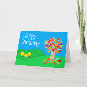 Födelsedatum i höst träd, version 3 av Jo Bilder Kort