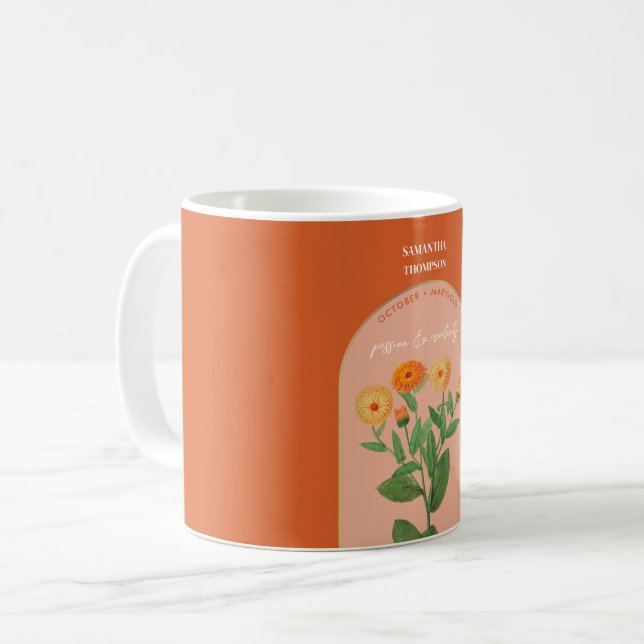Födelsedatum - måndag oktober - födelsedag Marigol Kaffemugg (Framsida vänster)