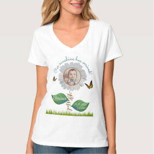 Födelsedatum och födelsedatum för fotot namn i bab t shirt