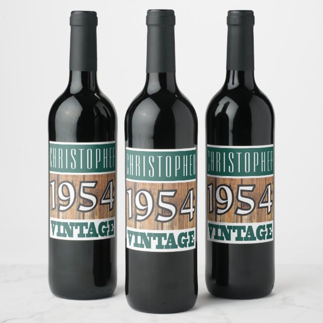 Födelsedatum Vin 1954 Vinflaska Etikett (Flaskor)