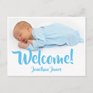 Födelsedeklaration för Baby Blue Postkort Meddelande Vykort