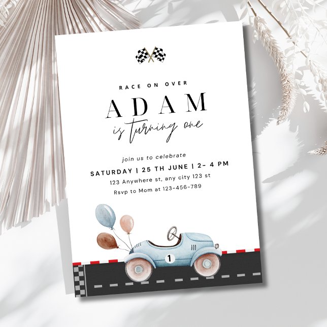 Födelsedinladning för racerbil, Födelsedagsfest fö Inbjudningar (Skapare uppladdad)