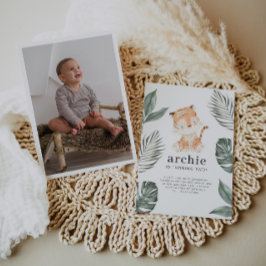 Födelsedinladning med tigerfoto inbjudningar