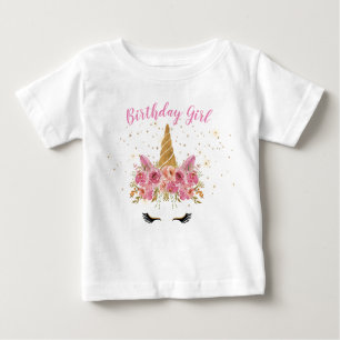 födelsedjafaj, magic Unicorn blommigt monogram T Shirt