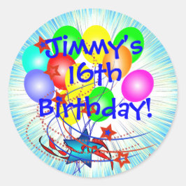 Födelsedlarna 16:e eller alla ålders- och Namn-Rol Runt Klistermärke