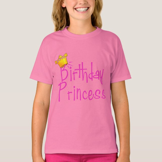 Födelsedprinsessan med Guld Krona T-shirt (Framsida)