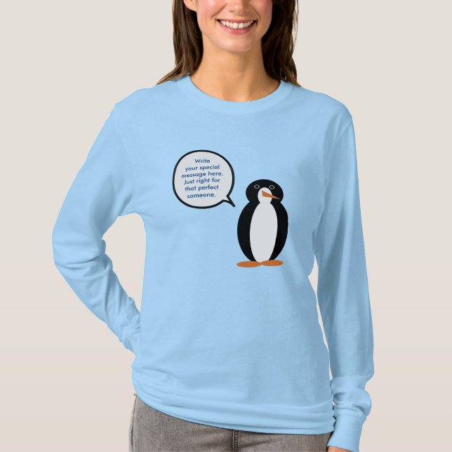 Födelsedräkt Talande Ms. Pingvin Personlig T Shirt (Framsida)