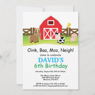 Födelseinvitation gård Barnyard Party Inbjudningar