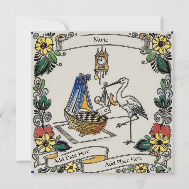 Födelsekort, anpassa, lägga till text. inbjudningar (Framsida)