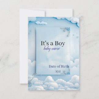 födelsekort för babypojke tack kort