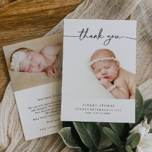 Födelsekort för foto Tack Baby Inbjudningar