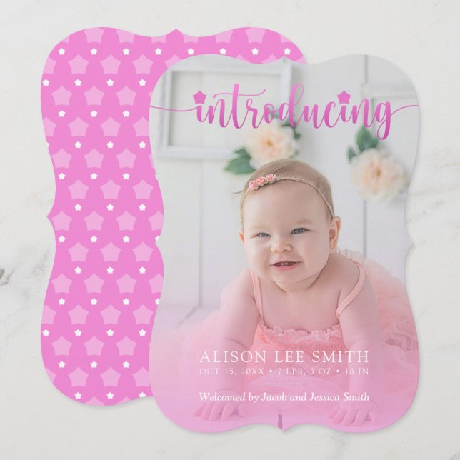 Födelsekort för glamorös Rosa och stjärnor Meddelande (Fram/baksida)