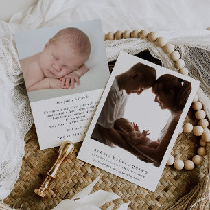 Födelsekort för tidigarelagt foto-minimalistiskt B Inbjudningar