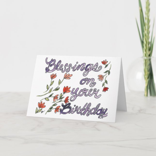 Födelsekort för vattenfärg tack kort (Framsida)