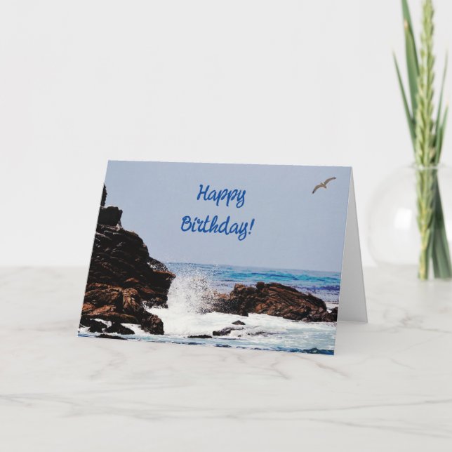 Födelsekort för Wave Ocean Stänk Art Birthday Tack Kort (Framsida)