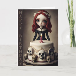 födelsekort söt goth sten, tårta, skalle kort