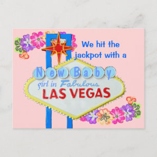 Födelsekungörelse för babyflicka i Las Vegas Meddelande Vykort