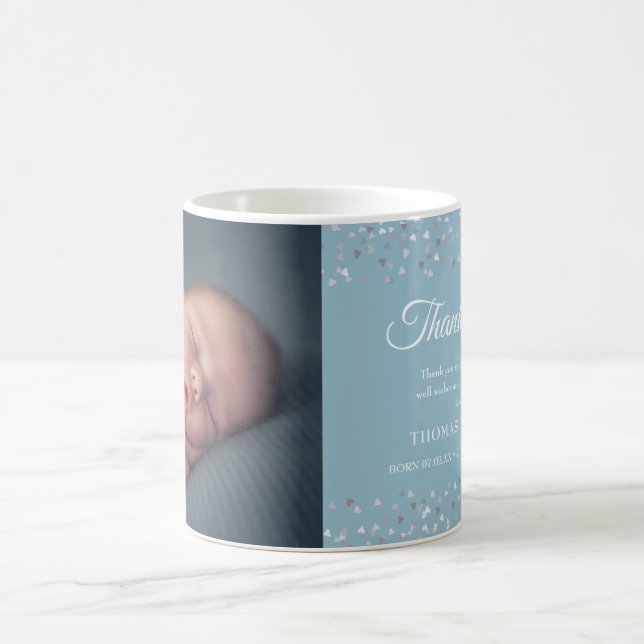 Födelsekungörelse för babypojke Blå Tack  Kaffemugg (Center)