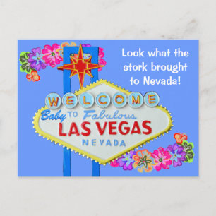 Födelsekungörelse för pojke Las Vegas Meddelande Vykort