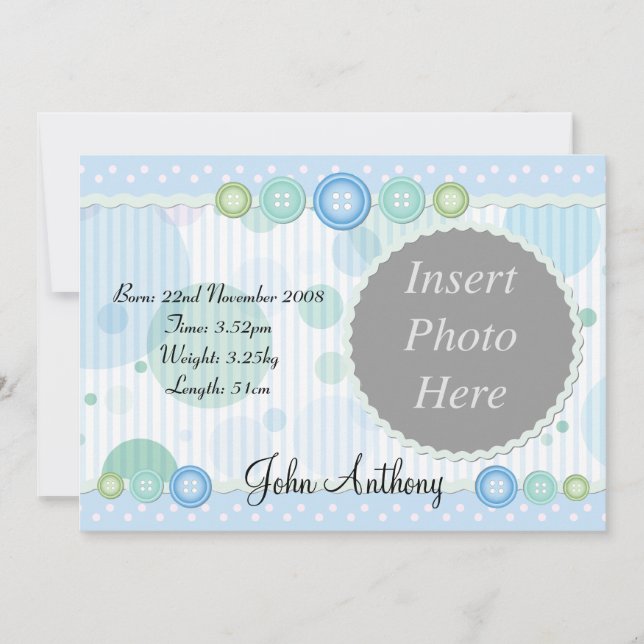 Födelsekungörelse för pojke meddelande (Framsida)