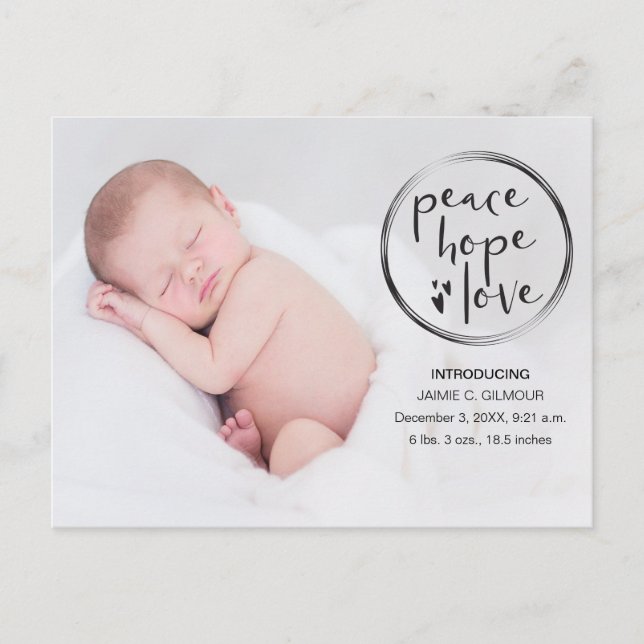 Födelsekungörelse, Första julen, foto Vykort (Framsida)