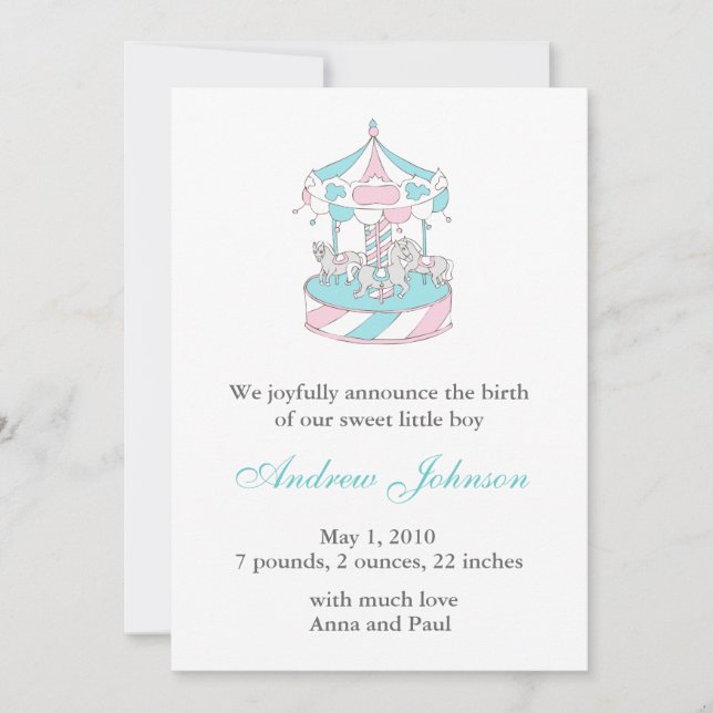Födelsekungörelse - Karusell Meddelande (Framsida)