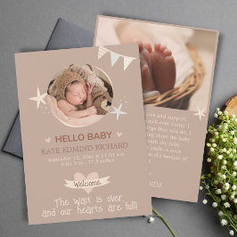 Födelselägget Baby Birth Announcement Photo Tack Meddelande
