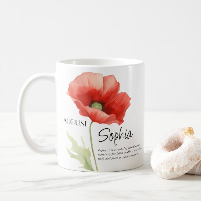 Födelsemånad Augusti Blomma Personlig Kaffemugg (Med munk)