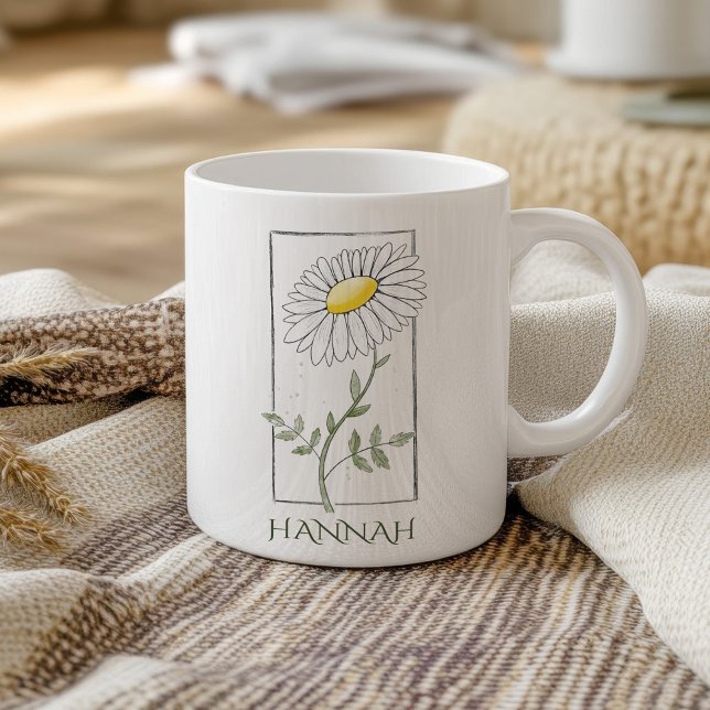Födelsemånad blomma april gul tusensköna kaffemugg (Skapare uppladdad)