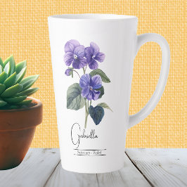 Födelsemånad blomma Febuary Violet Latte Mugg