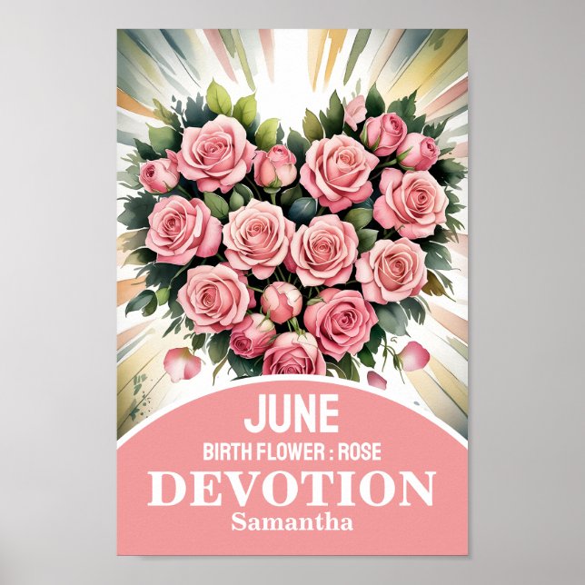 Födelsemånad blomma Juni Kristen Nursery Konst Poster (Framsidan)