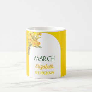 Födelsemånad Blomma Mars Narciss Personaliserad Kaffemugg