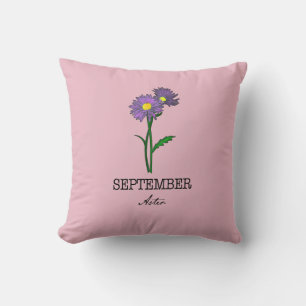 Födelsemånad blomma September Aster Kudde