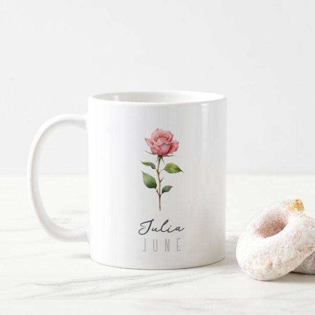 Födelsemånad blomma w/Namn - Ro Kaffemugg (Med munk)