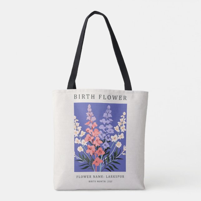 Födelsemånad Delphinium-handväskor Tygkasse (Baksida)