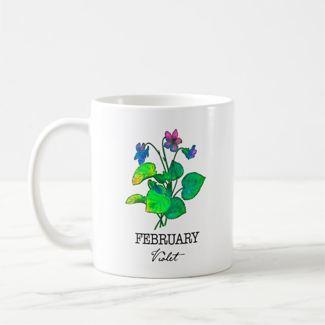 Födelsemånad februari Violet Kaffemugg (Vänster)