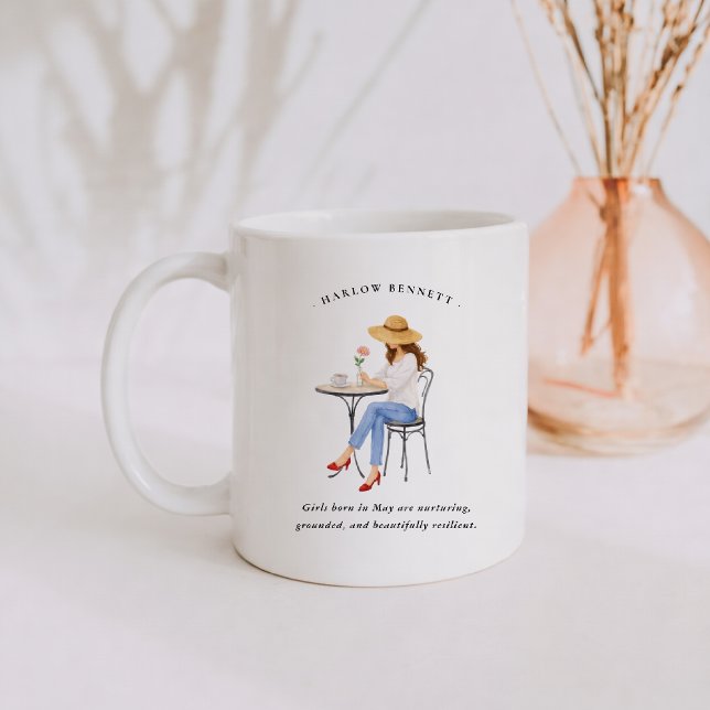 Födelsemånad Flicka Maj | Monogram Kaffemugg (Skapare uppladdad)