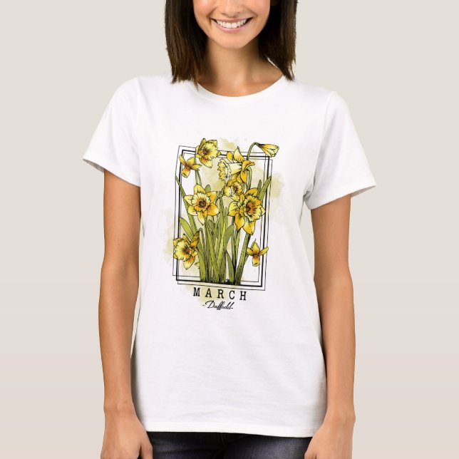 Födelsemånad Flower Born i mars Daffodil Flowers T Shirt (Framsida)