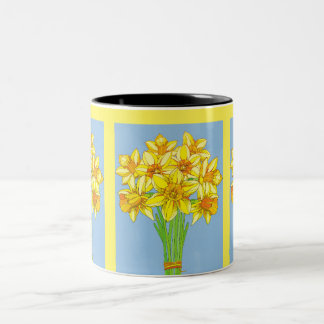 Födelsemånad Flower Born i mars Daffodil Flowers Två-Tonad Mugg