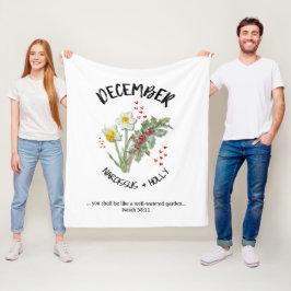 Födelsemånad Flower DECEMBER Christian Fleecefilt
