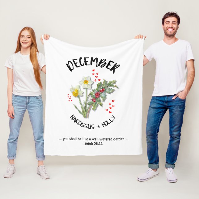 Födelsemånad Flower DECEMBER Christian Fleecefilt (På plats)