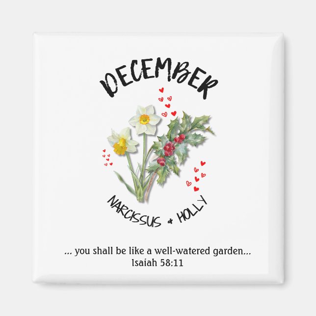 Födelsemånad Flower DECEMBER Christian Magnet (Framsidan)