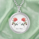 Födelsemånad Flower June Ro Silverpläterat Halsband<br><div class="desc">Födelsemånadersblomman juni Ro halsband med en illustration av en ro-blomma. Under blomman skrivs namn i ett elegant-skript. Under namn anges stater "juni-Ro" som anger att ägarens födelsemånad är juni och hennes födelseblomma är ro. Det är ett personlig halsband,  skapat som en tankefull gåva till någon som föddes i juni.</div>