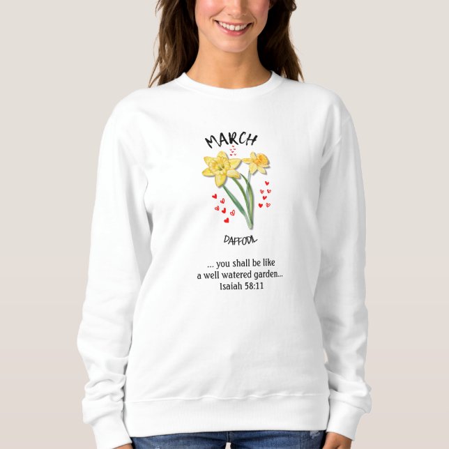 Födelsemånad Flower MARCH Daffodil Christian T Shirt (Framsida)