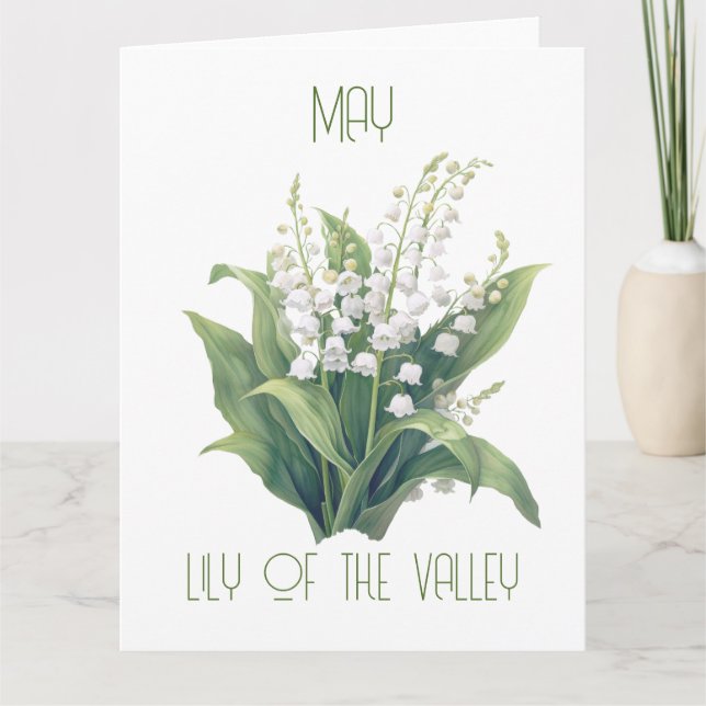 Födelsemånad Flower May Lily Birthday Kort (Framsida)