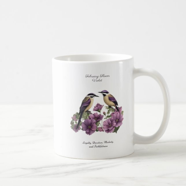 Födelsemånad Flower Personlig Birthday Kaffemugg (Höger)