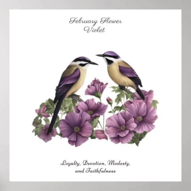 Födelsemånad Flower Personlig Birthday Poster (Framsidan)